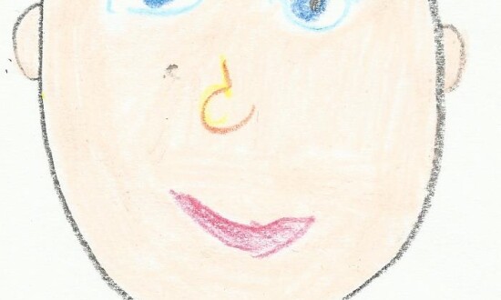 portret mężczyzny narysowany przez dziecko